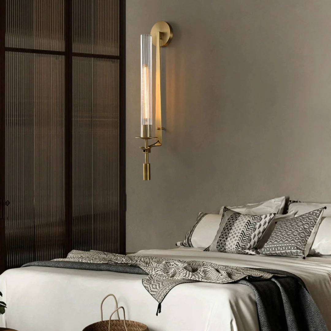Lustra Wall Lamp Brass Minimalist Ribbed Glass - Image 16