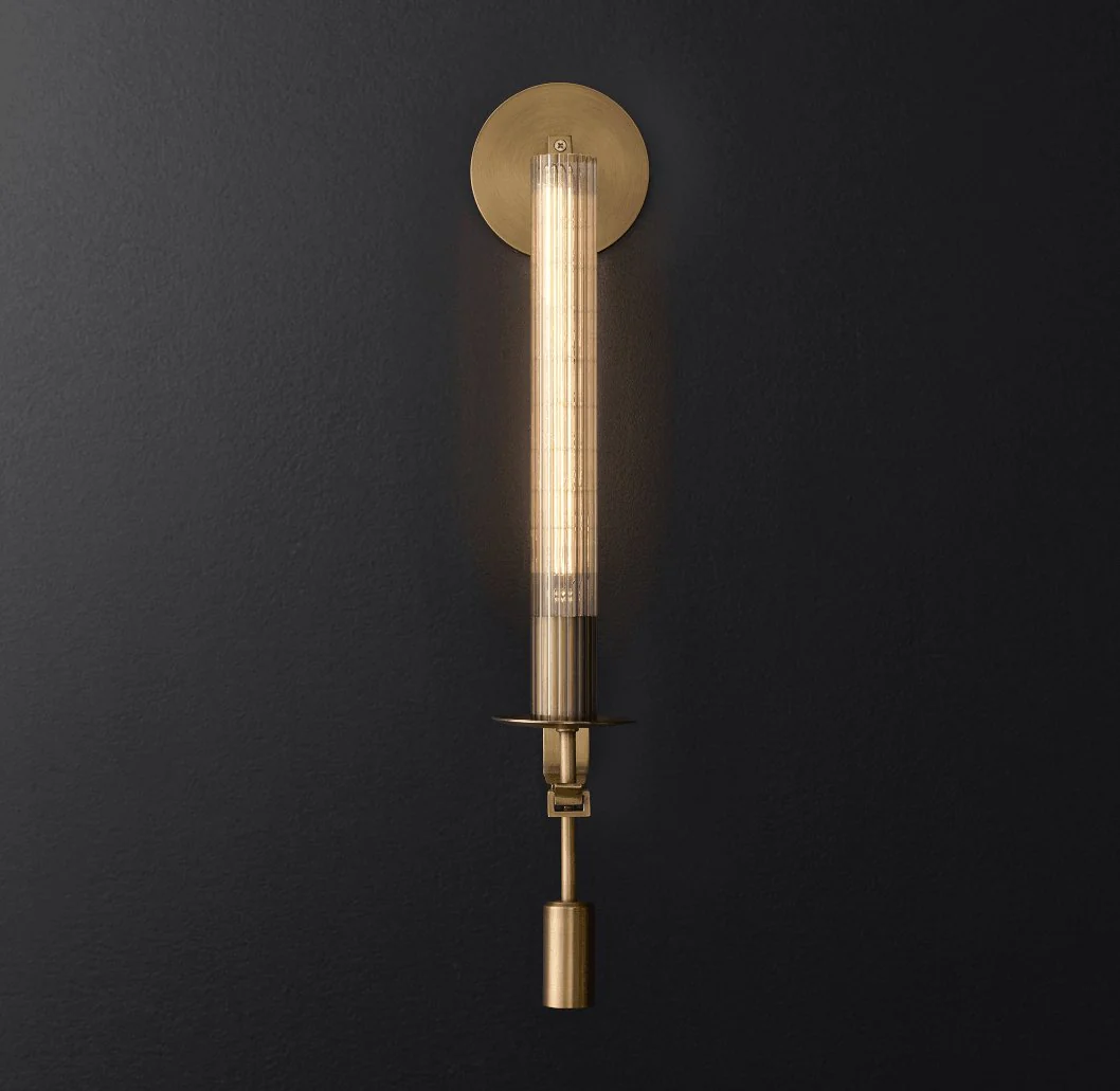 Lustra Wall Lamp Brass Minimalist Ribbed Glass - Image 23