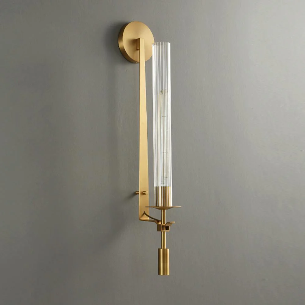 Lustra Wall Lamp Brass Minimalist Ribbed Glass - Image 31