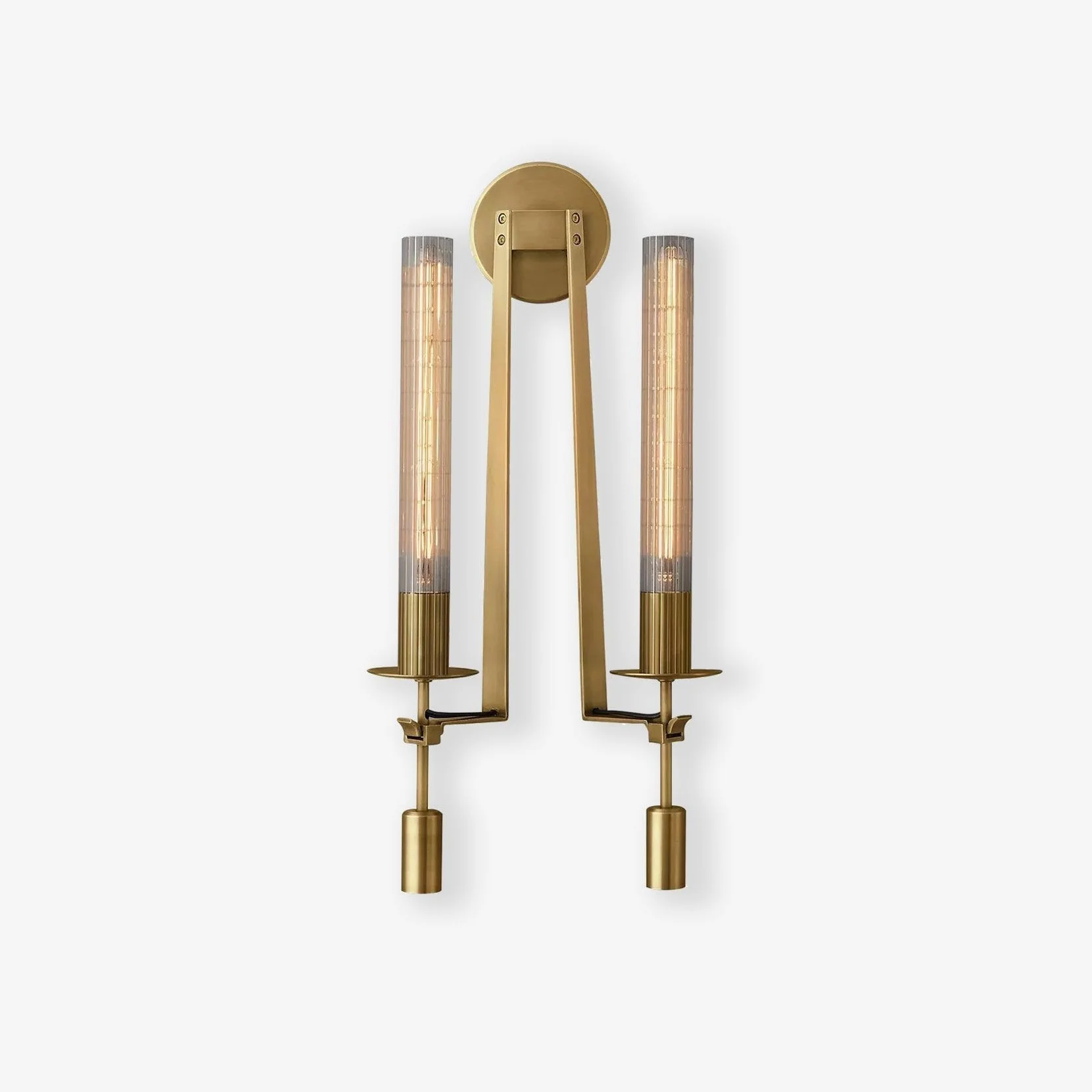 Lustra Wall Lamp Brass Minimalist Ribbed Glass - Image 5
