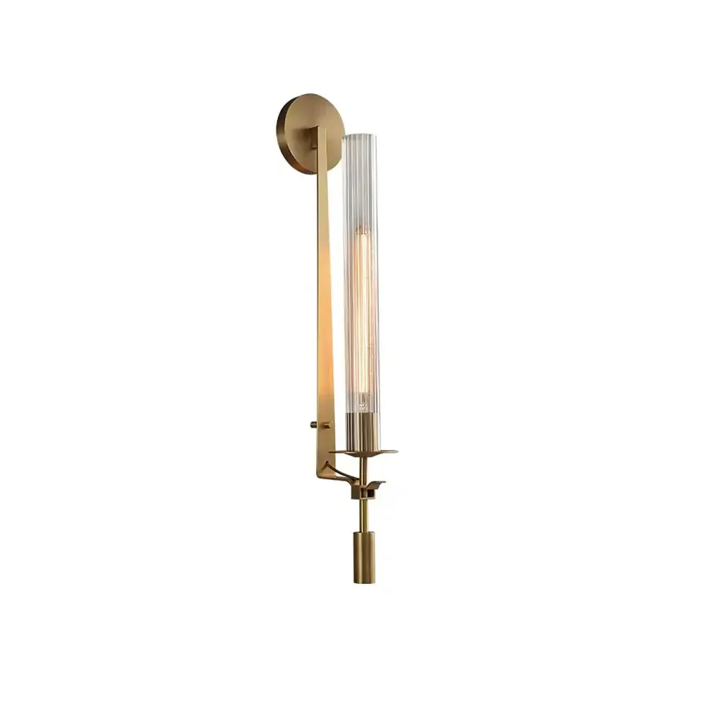 Lustra Wall Lamp Brass Minimalist Ribbed Glass - Image 54