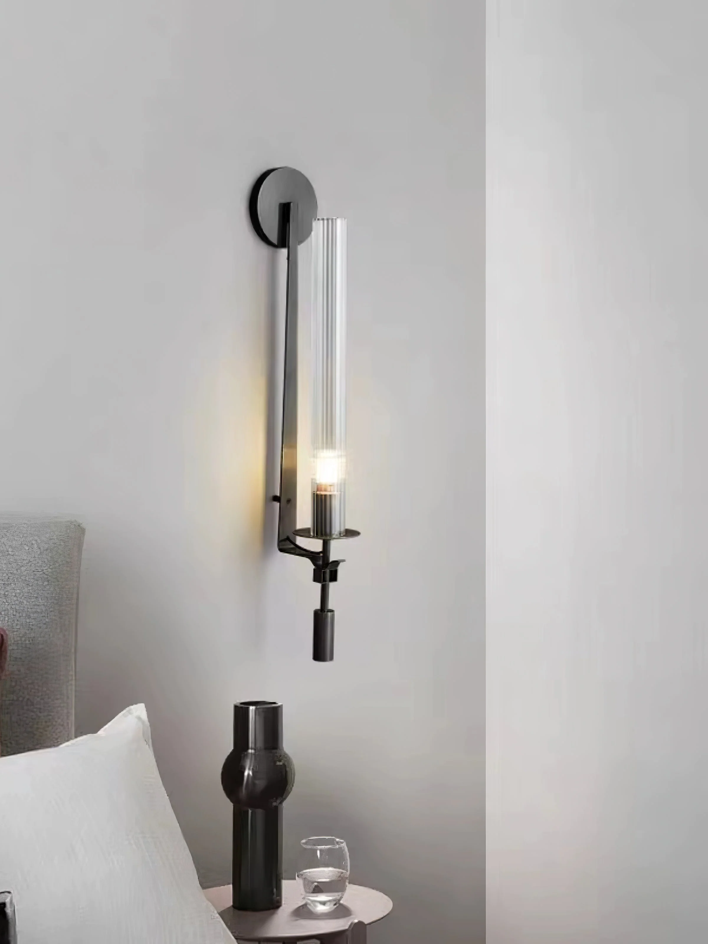 Lustra Wall Lamp Brass Minimalist Ribbed Glass - Image 71