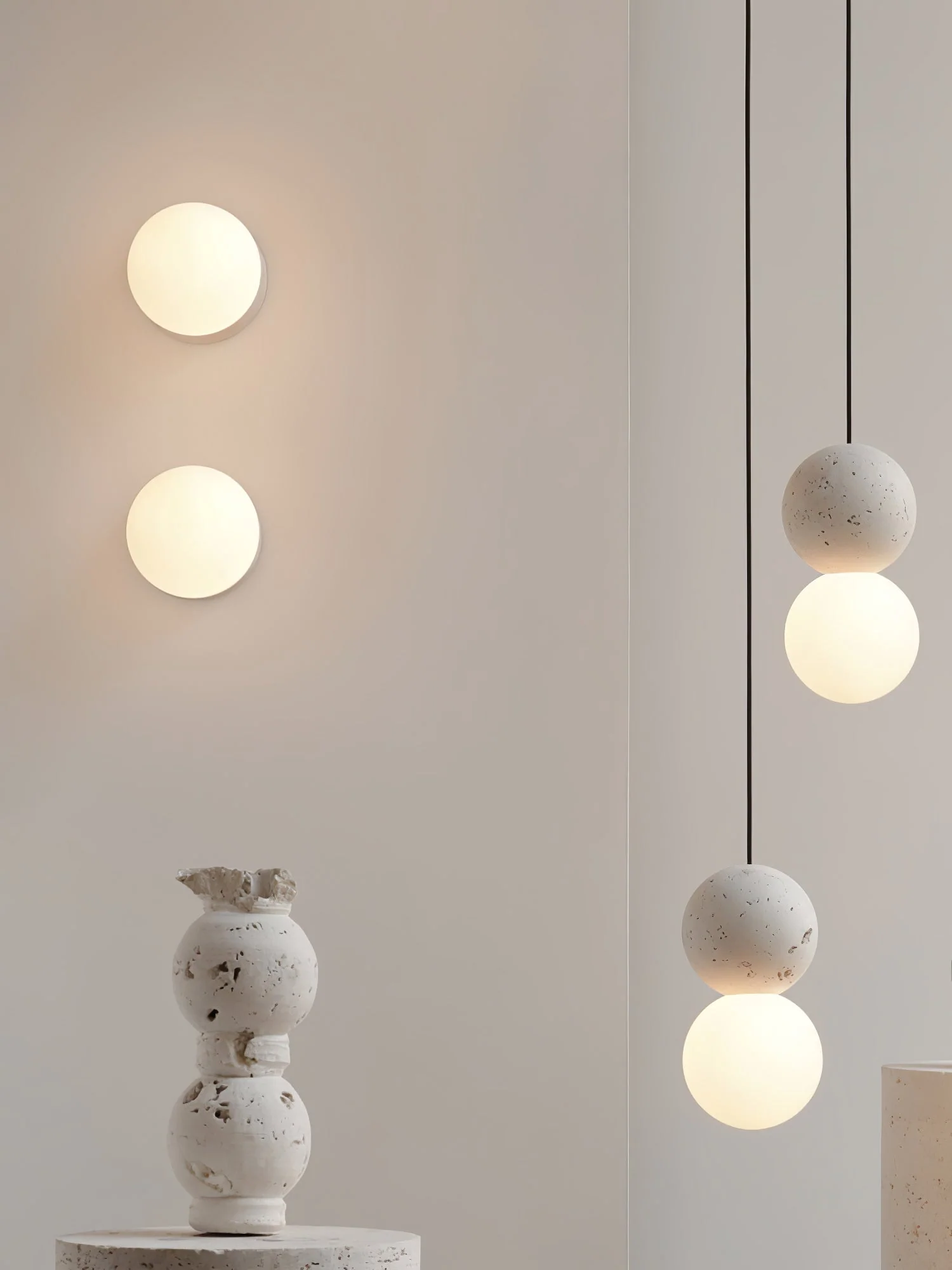 Lustra Wall Lamp Concrete Opal Glass - Image 31