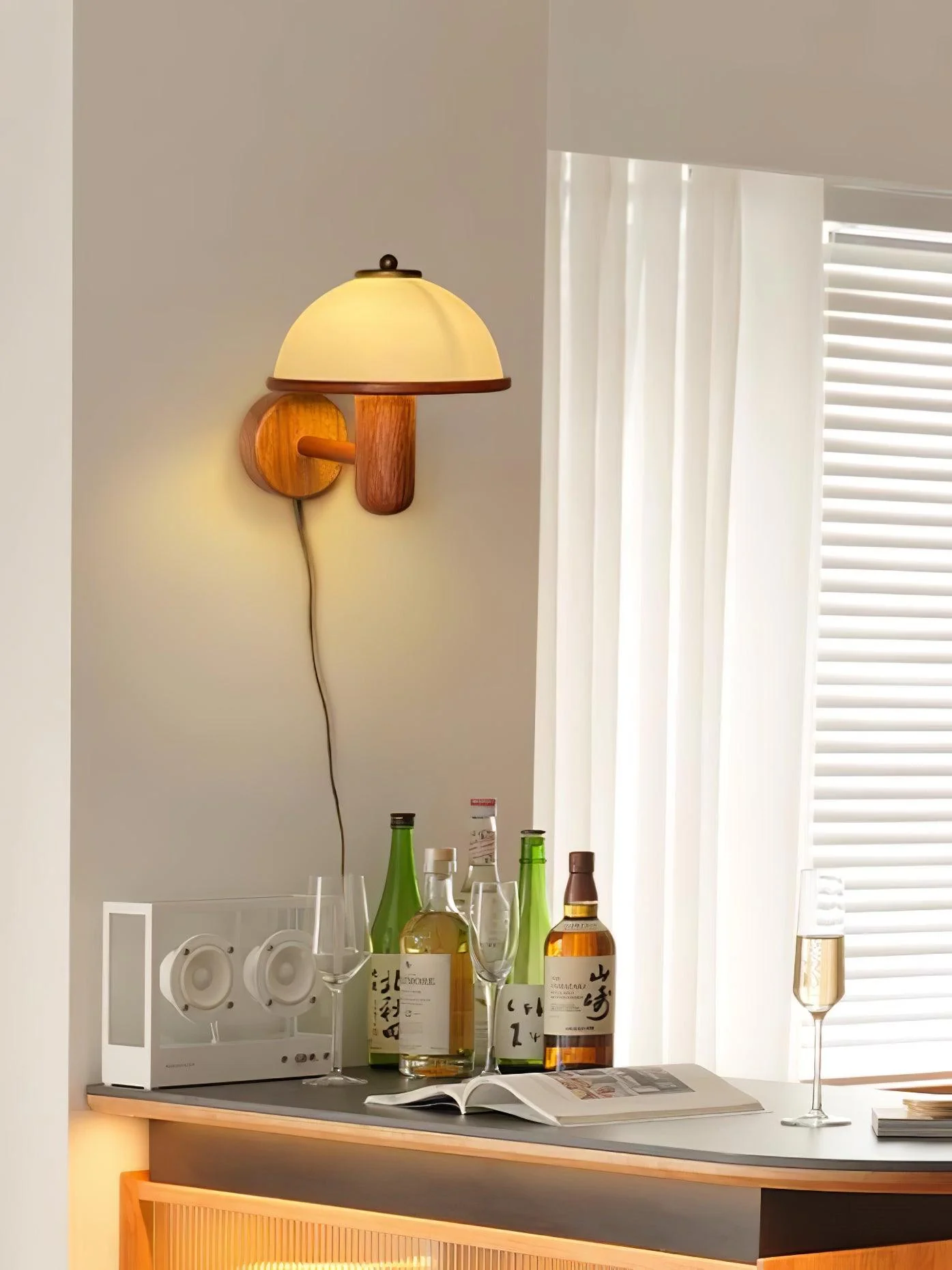 Lustra Wall Lamp Mushroom Wood Oak - Image 31