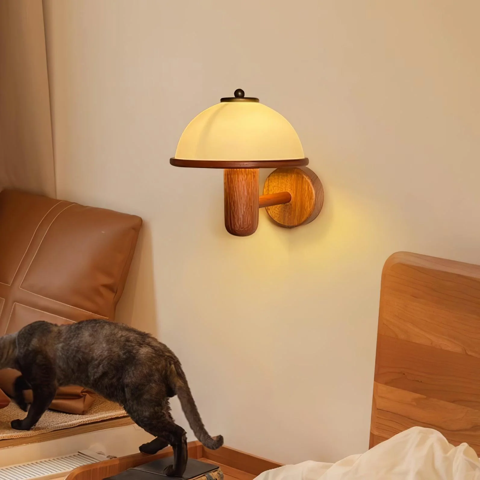 Lustra Wall Lamp Mushroom Wood Oak - Image 4