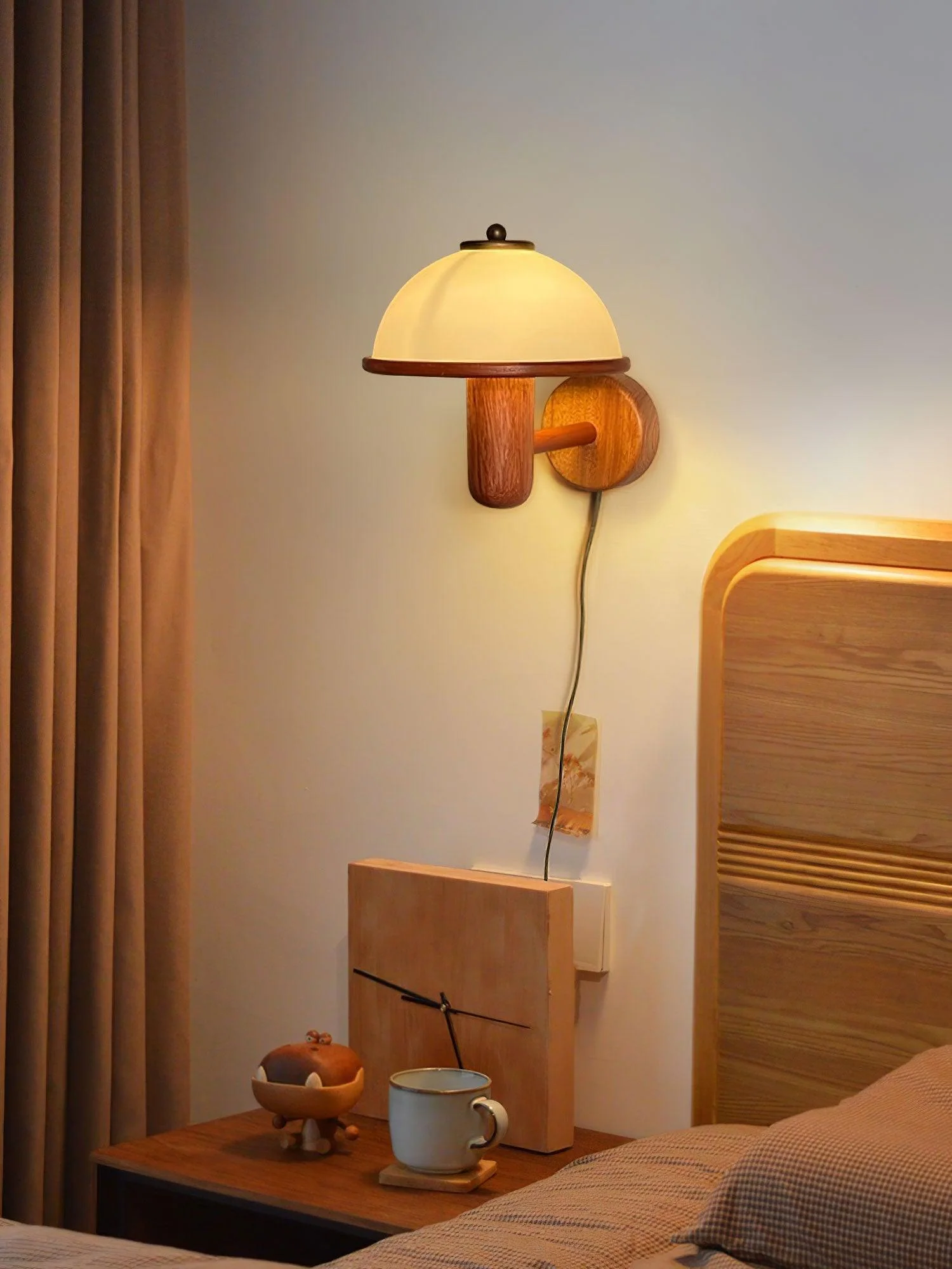 Lustra Wall Lamp Mushroom Wood Oak - Image 7