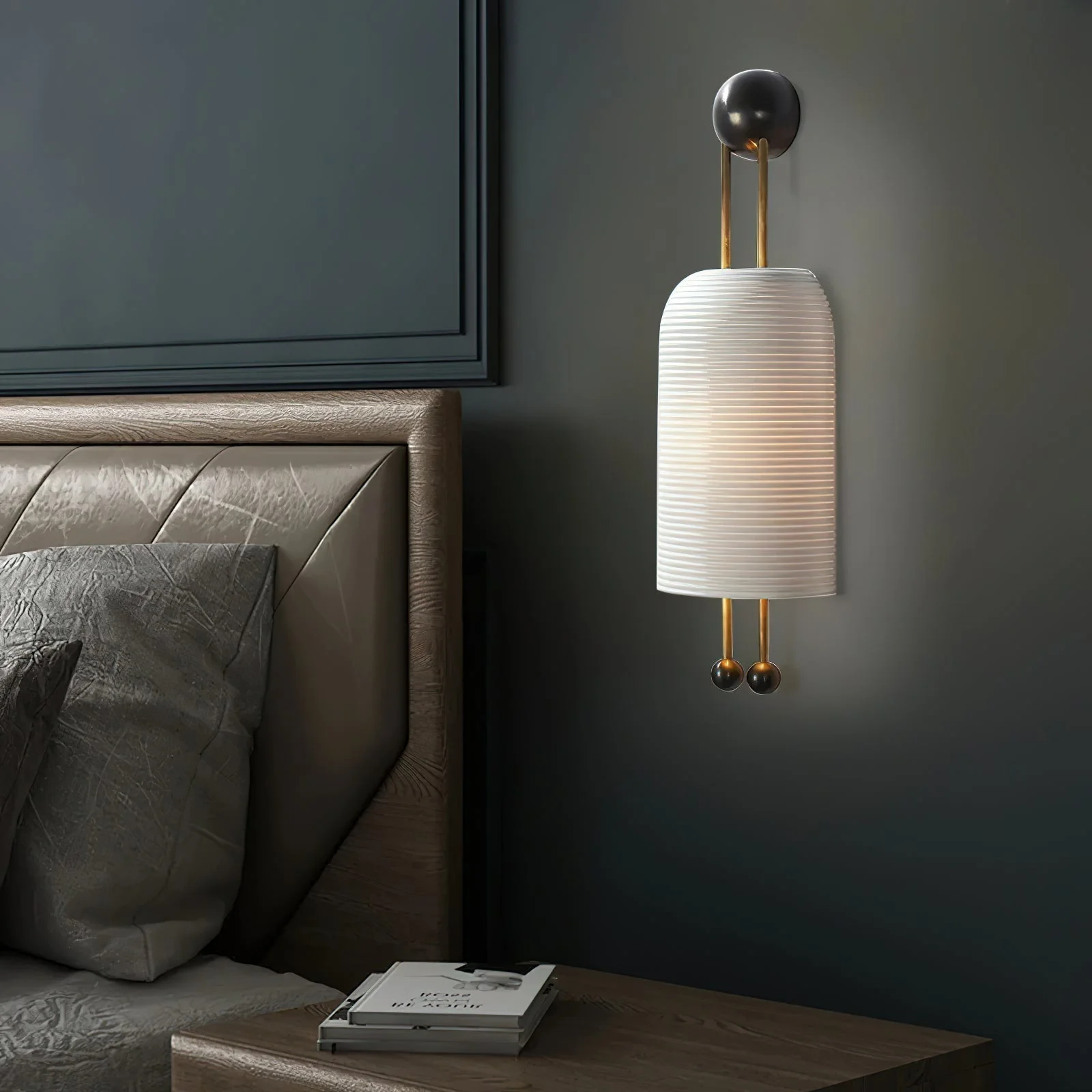 Lustra Wall Lamp Opal Glass Gold Rods - Image 17