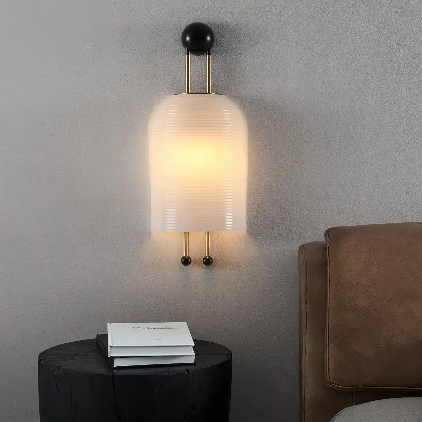 Lustra Wall Lamp Opal Glass Gold Rods - Image 3
