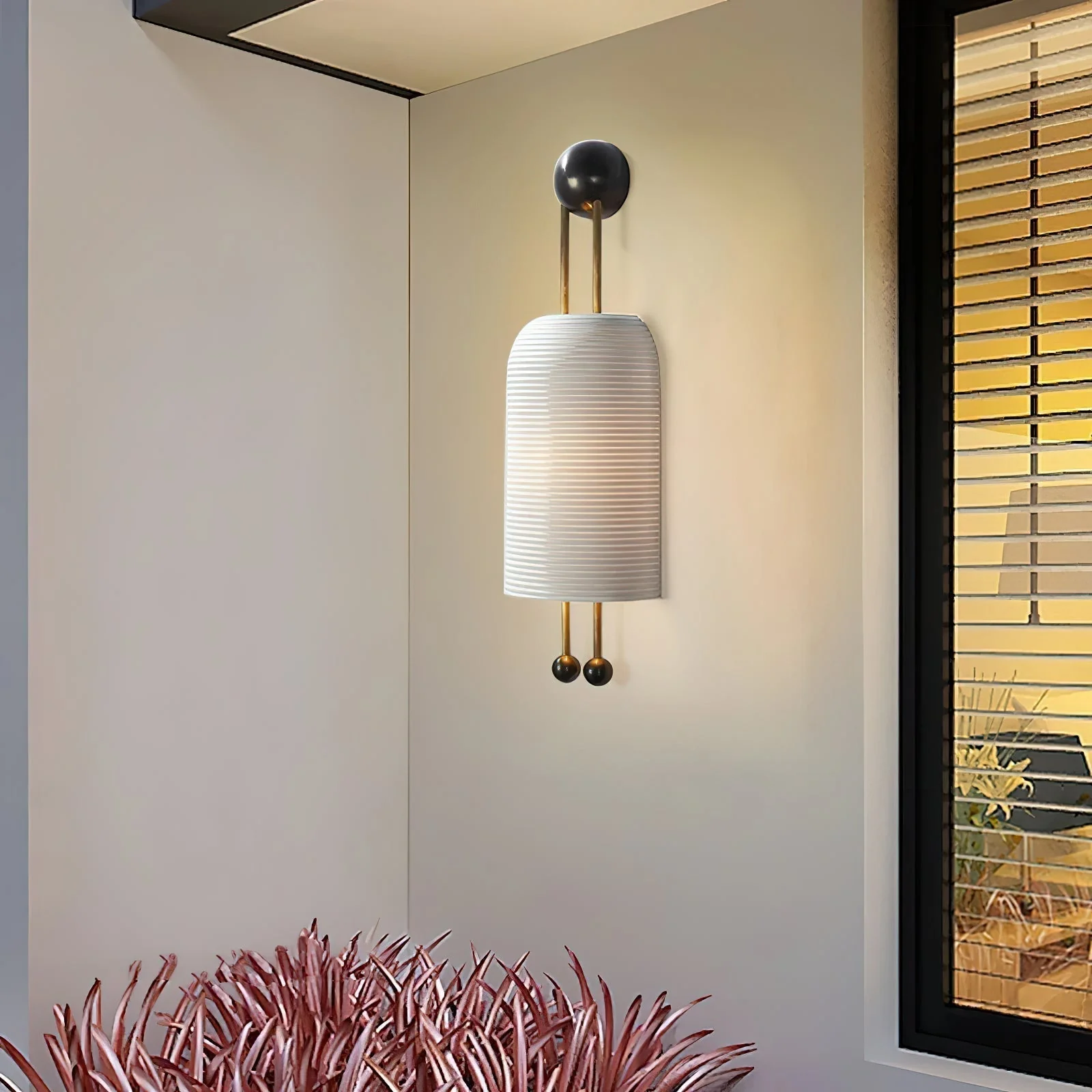 Lustra Wall Lamp Opal Glass Gold Rods - Image 5