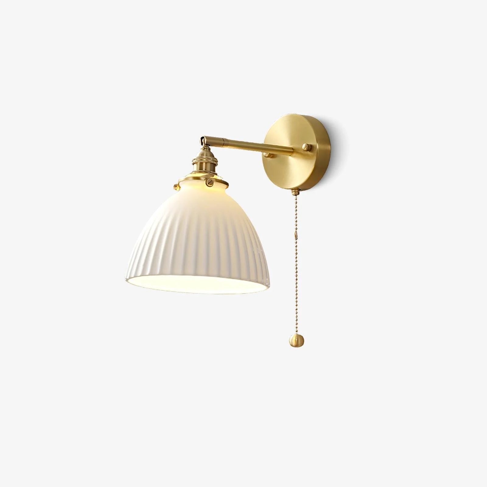 Lustra Wall Lamp Pleated Ceramic Brass - Image 6