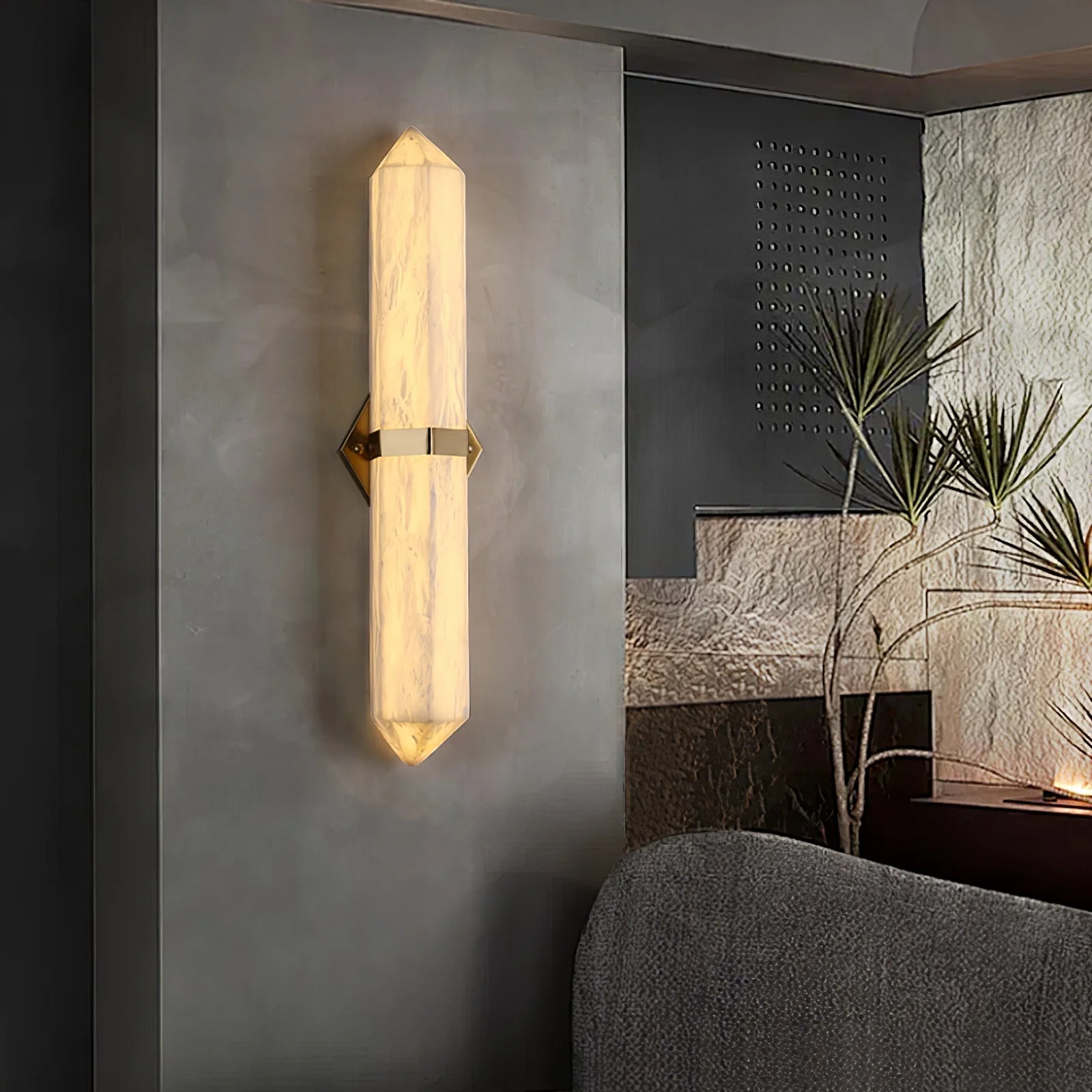 Lustra Wall Light Alabaster Brass for Bedroom - Image 10