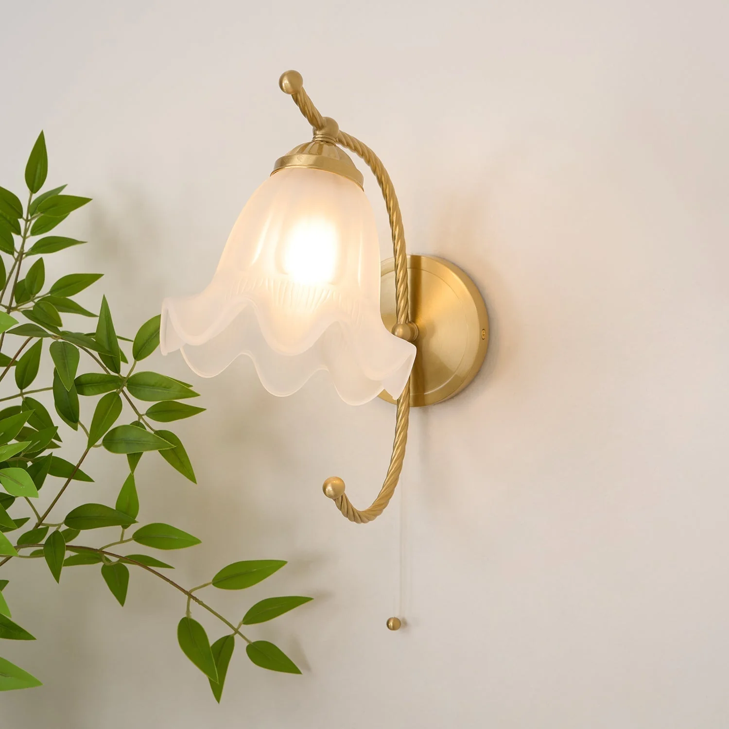 Lustra Wall Sconce Brass Gooseneck Glass - Image 16