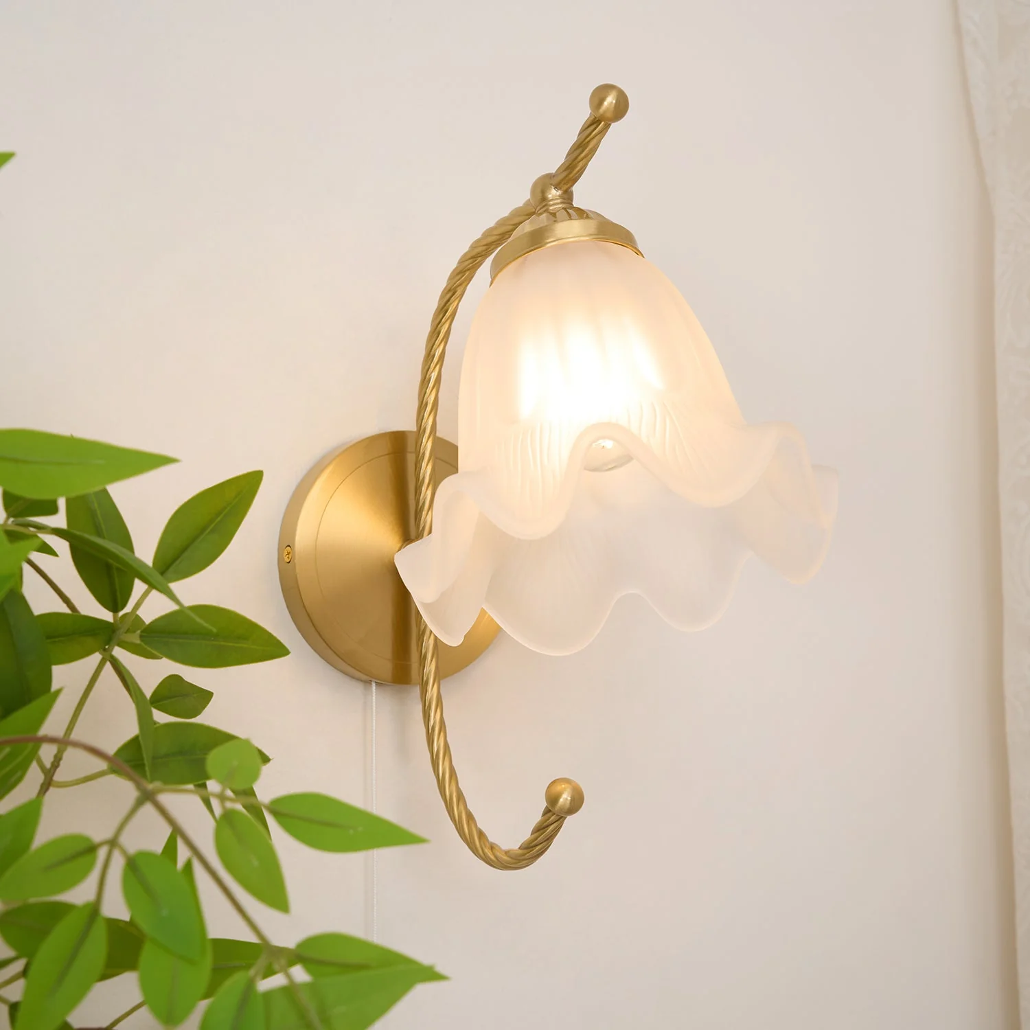 Lustra Wall Sconce Brass Gooseneck Glass - Image 19