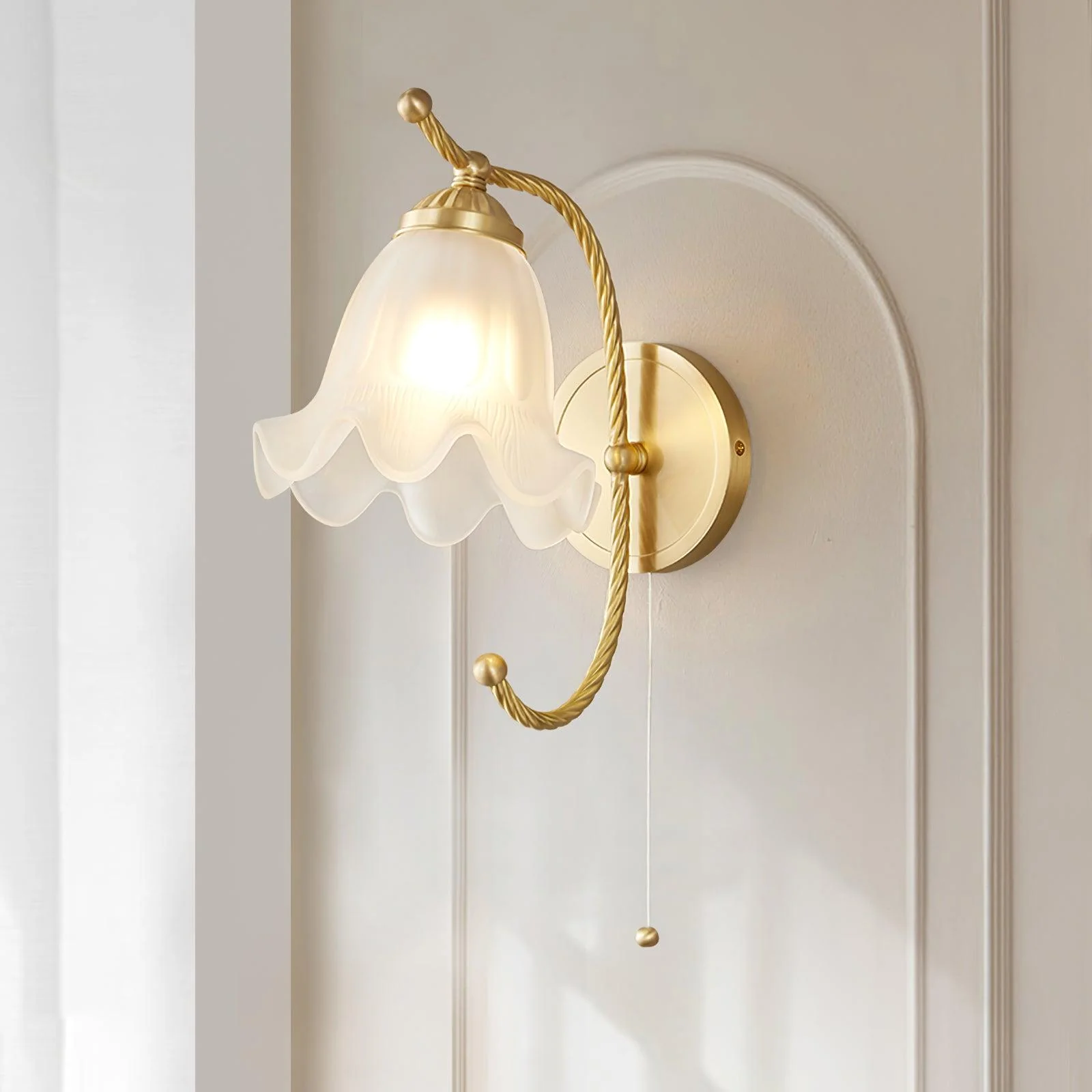Lustra Wall Sconce Brass Gooseneck Glass - Image 4