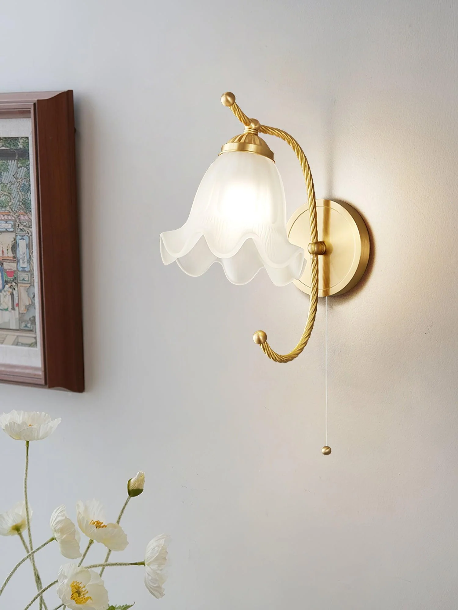 Lustra Wall Sconce Brass Gooseneck Glass - Image 5