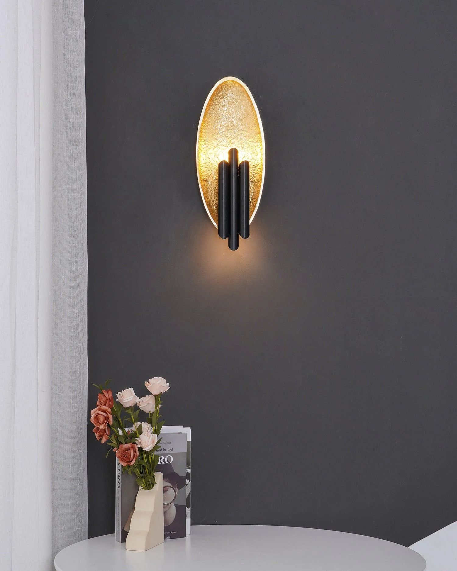 Lustra Wall Sconce Gold Black Minimalist - Image 9