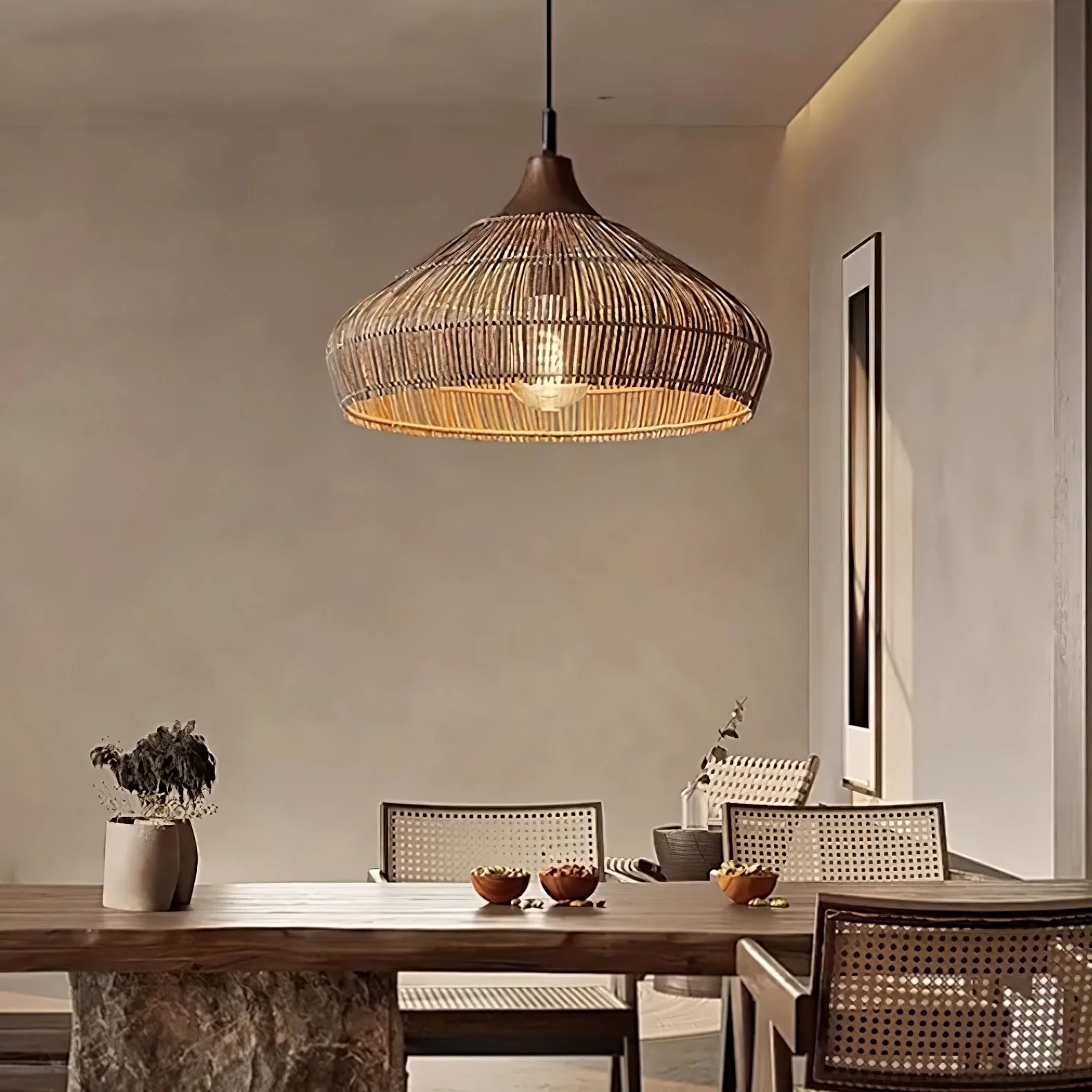 Lythean Elegance Art Rattan Wood Pendant Light - Image 5