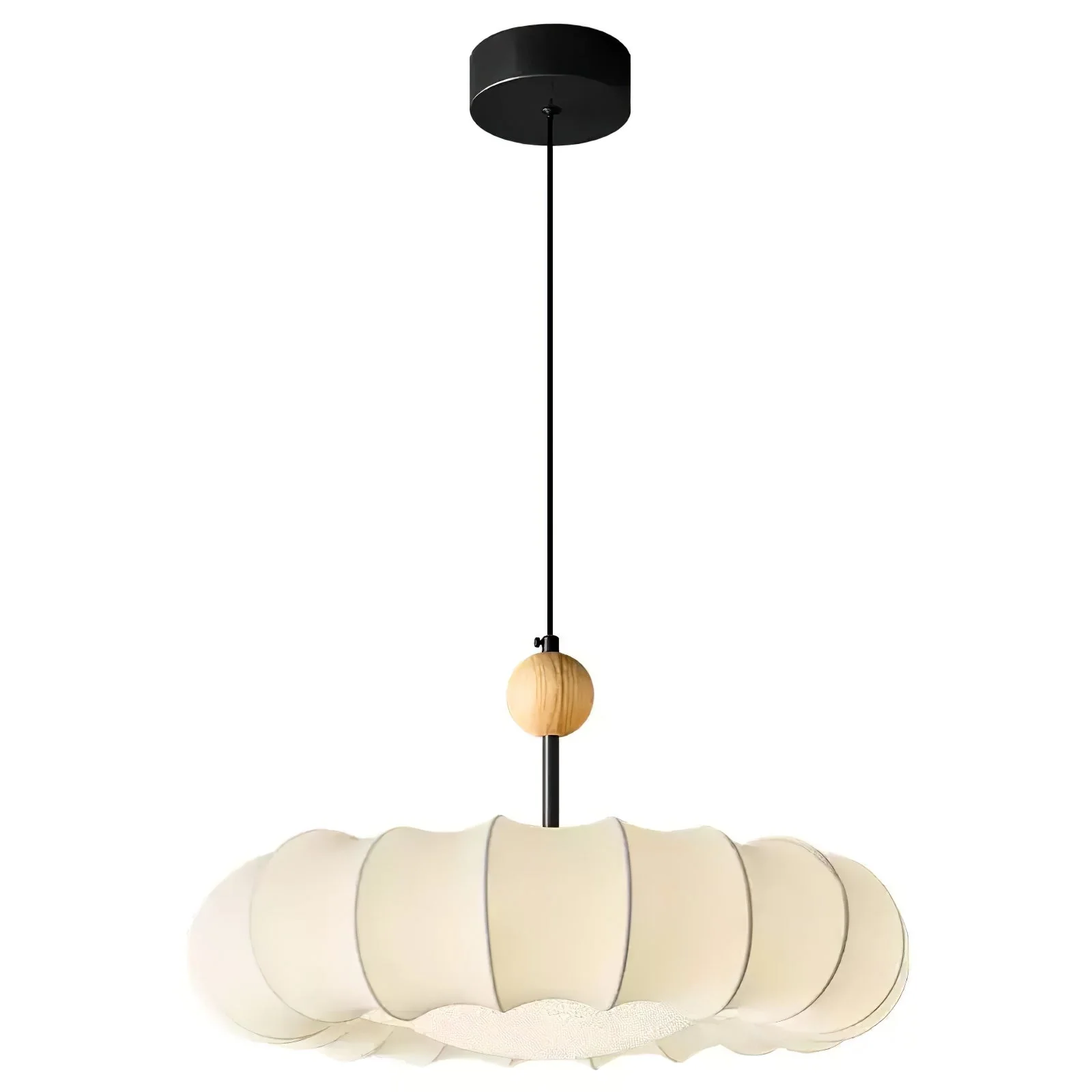 Lyvina Traditional Natural Veil Wood Fabric Pendant Light - Image 10