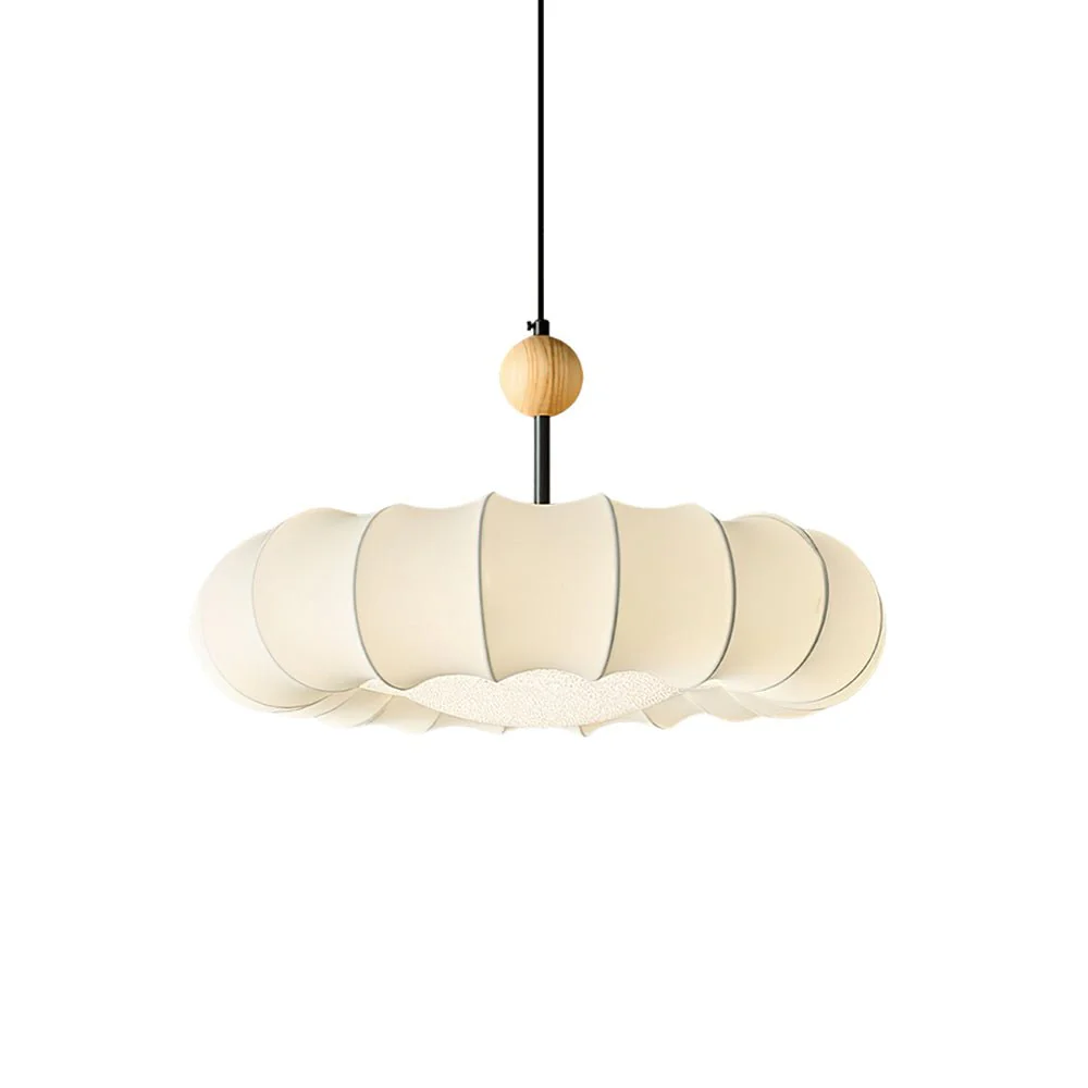 Lyvina Traditional Natural Veil Wood Fabric Pendant Light - Image 12