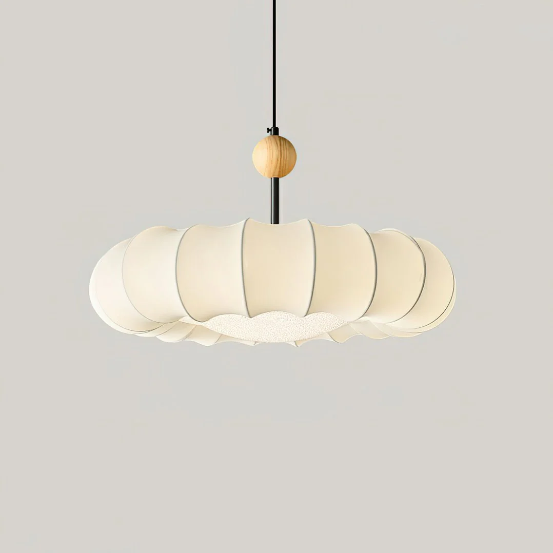 Lyvina Traditional Natural Veil Wood Fabric Pendant Light - Image 19