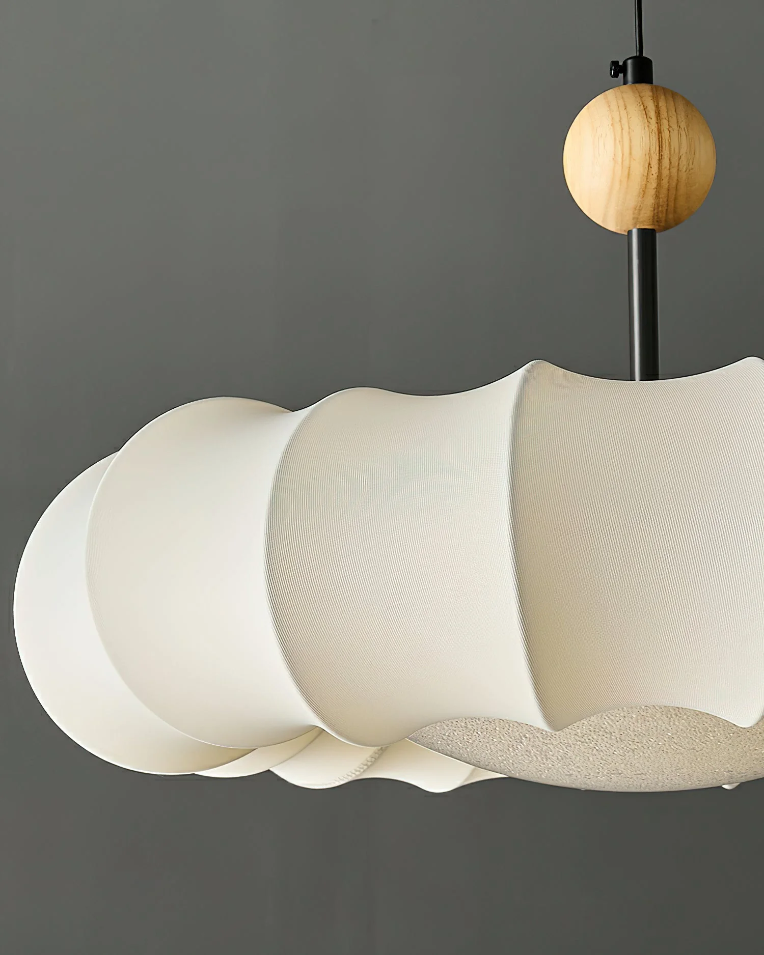 Lyvina Traditional Natural Veil Wood Fabric Pendant Light - Image 2