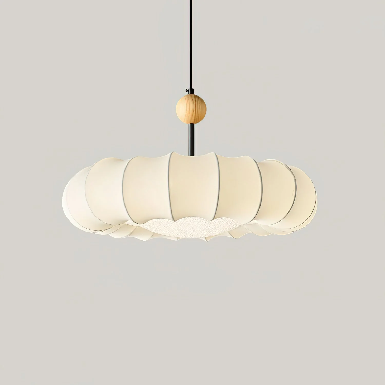 Lyvina Traditional Natural Veil Wood Fabric Pendant Light - Image 3
