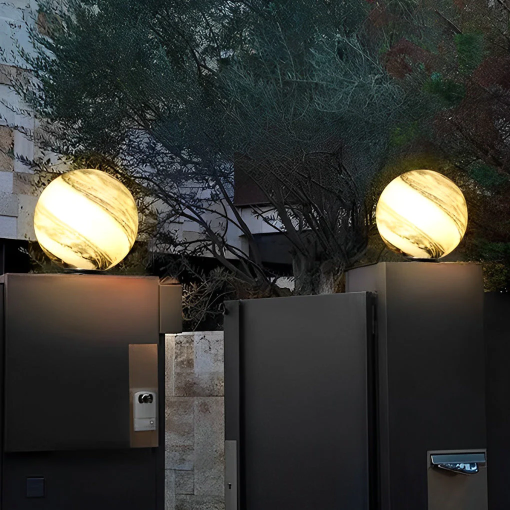 Martina Round Planets Design Glass Outdoor Fence Post Lights - Image 3