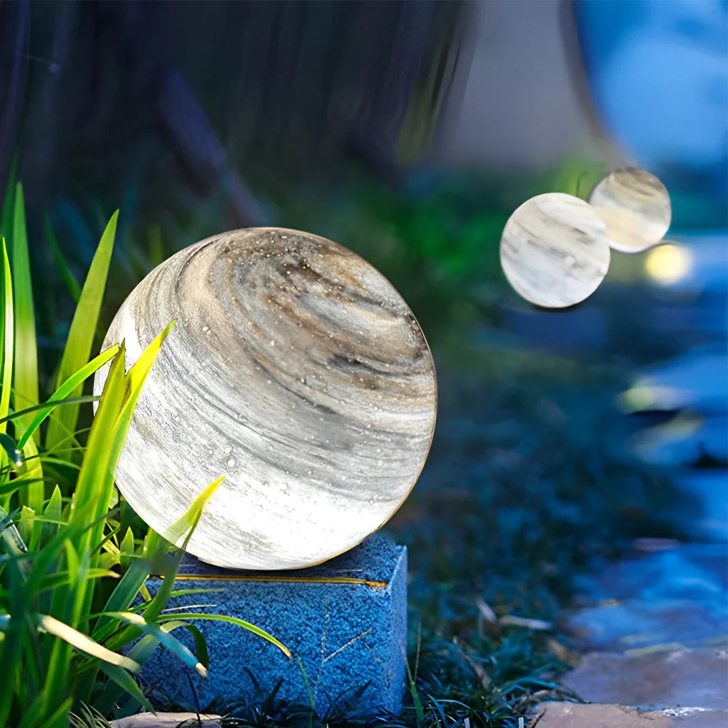 Martina Round Planets Design Glass Outdoor Fence Post Lights - Image 4