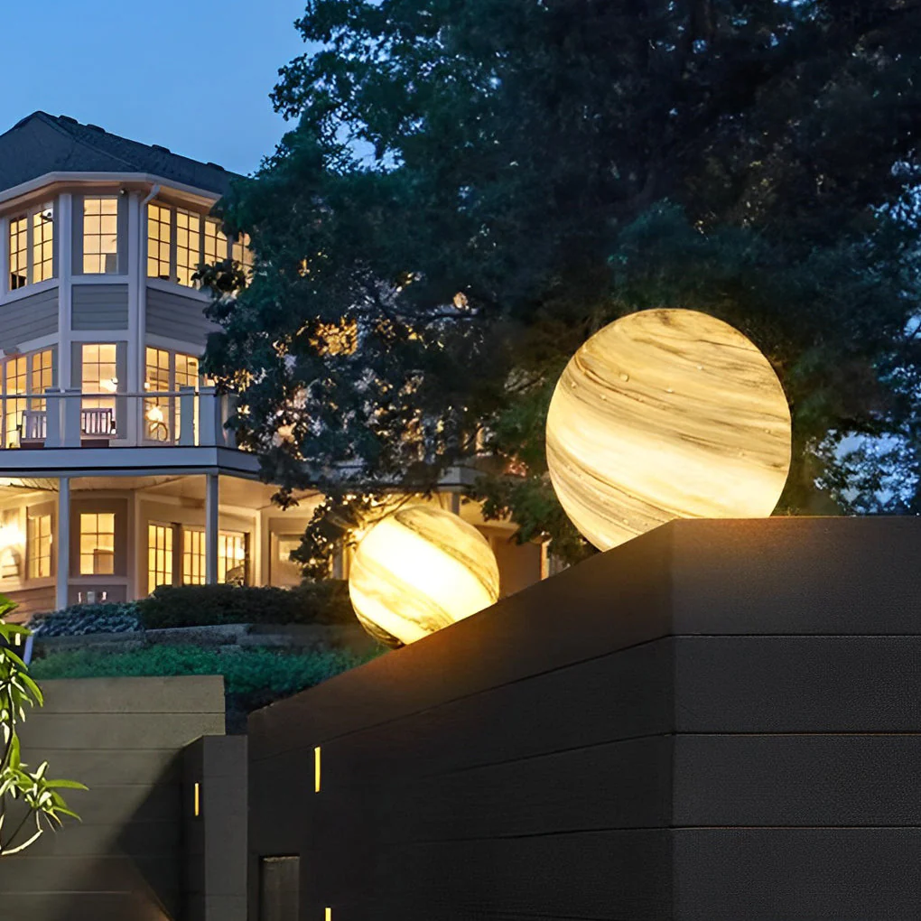 Martina Round Planets Design Glass Outdoor Fence Post Lights - Image 5
