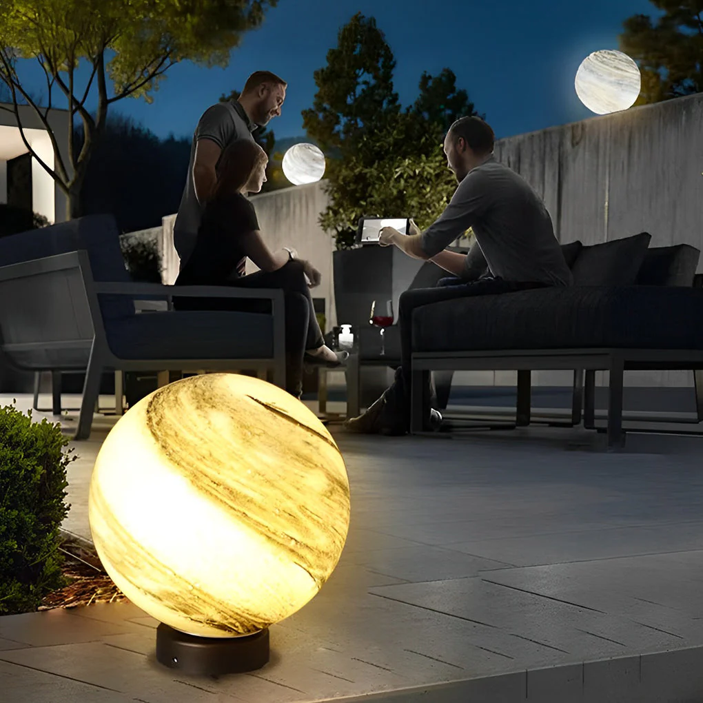 Martina Round Planets Design Glass Outdoor Fence Post Lights - Image 6