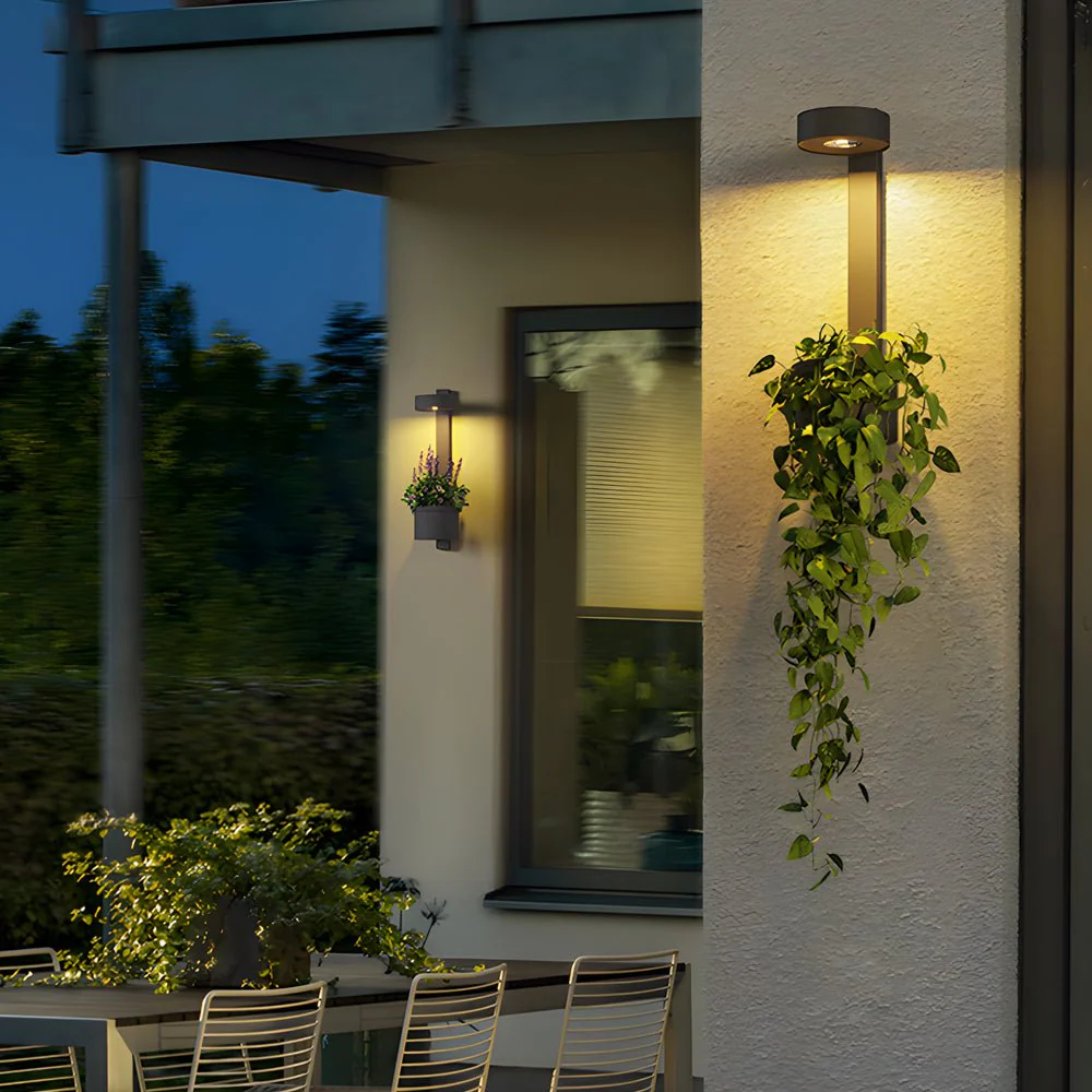 Mecy Solar Mounted Plant Stand Steel Outdoor Wall Light - Image 2