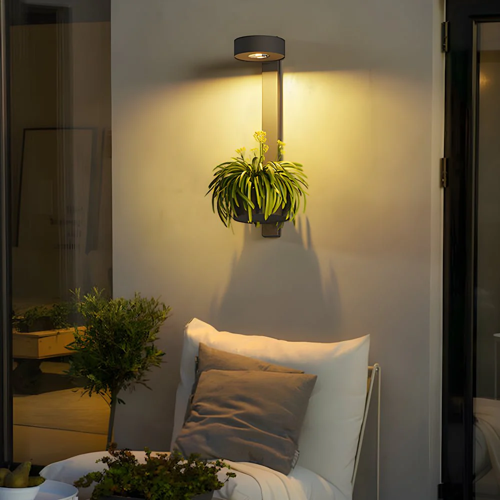 Mecy Solar Mounted Plant Stand Steel Outdoor Wall Light - Image 4