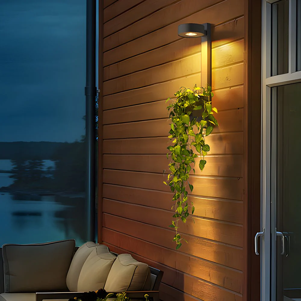 Mecy Solar Mounted Plant Stand Steel Outdoor Wall Light - Image 5