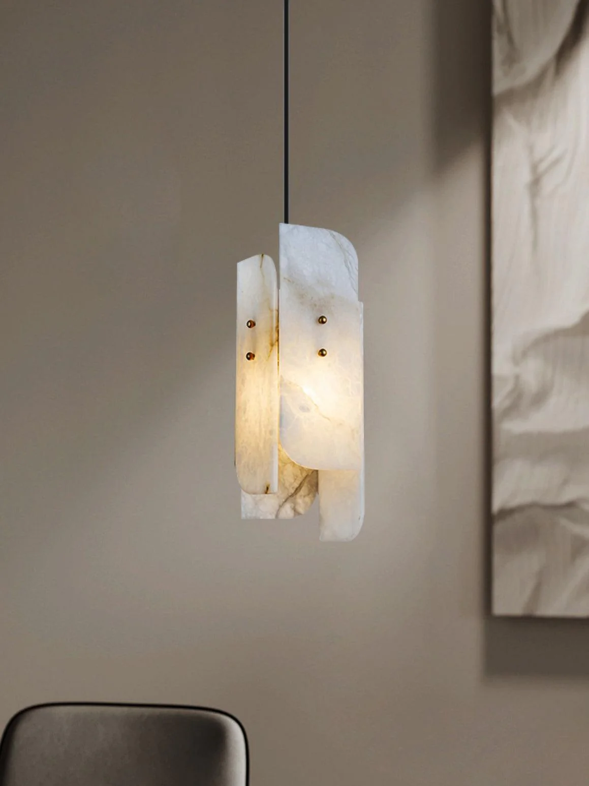 Megalith Minimalist Alabaster Pendant Light - Image 15