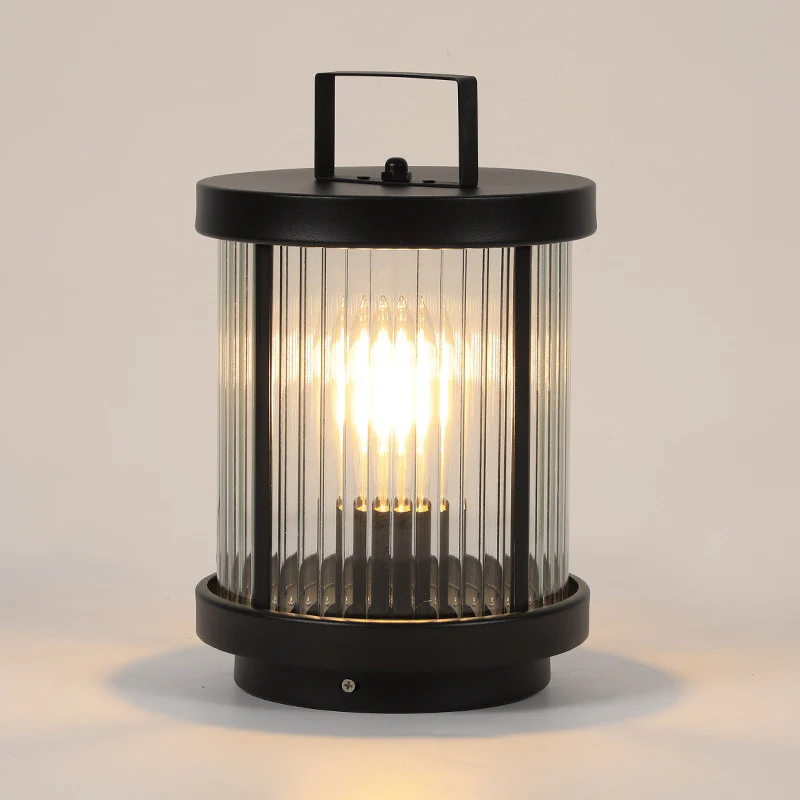 Melissa Striped Cylindrical Portable Glass Outdoor Lanterns - Image 8