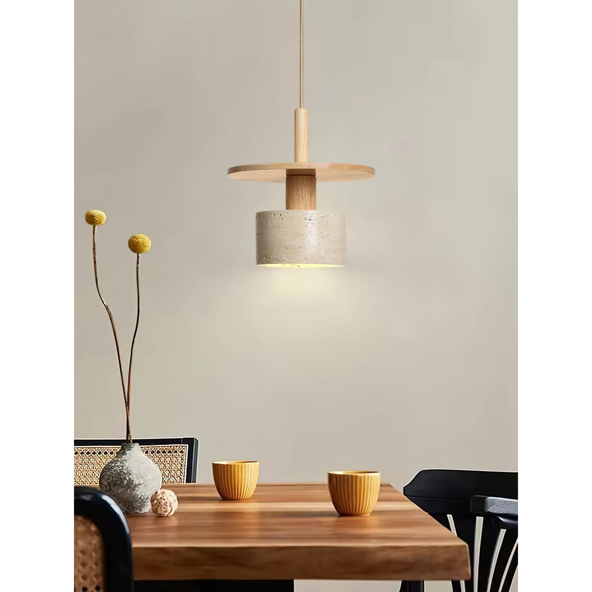 Mersi Wabi-Sabi Travertine Pendant Light - Image 13