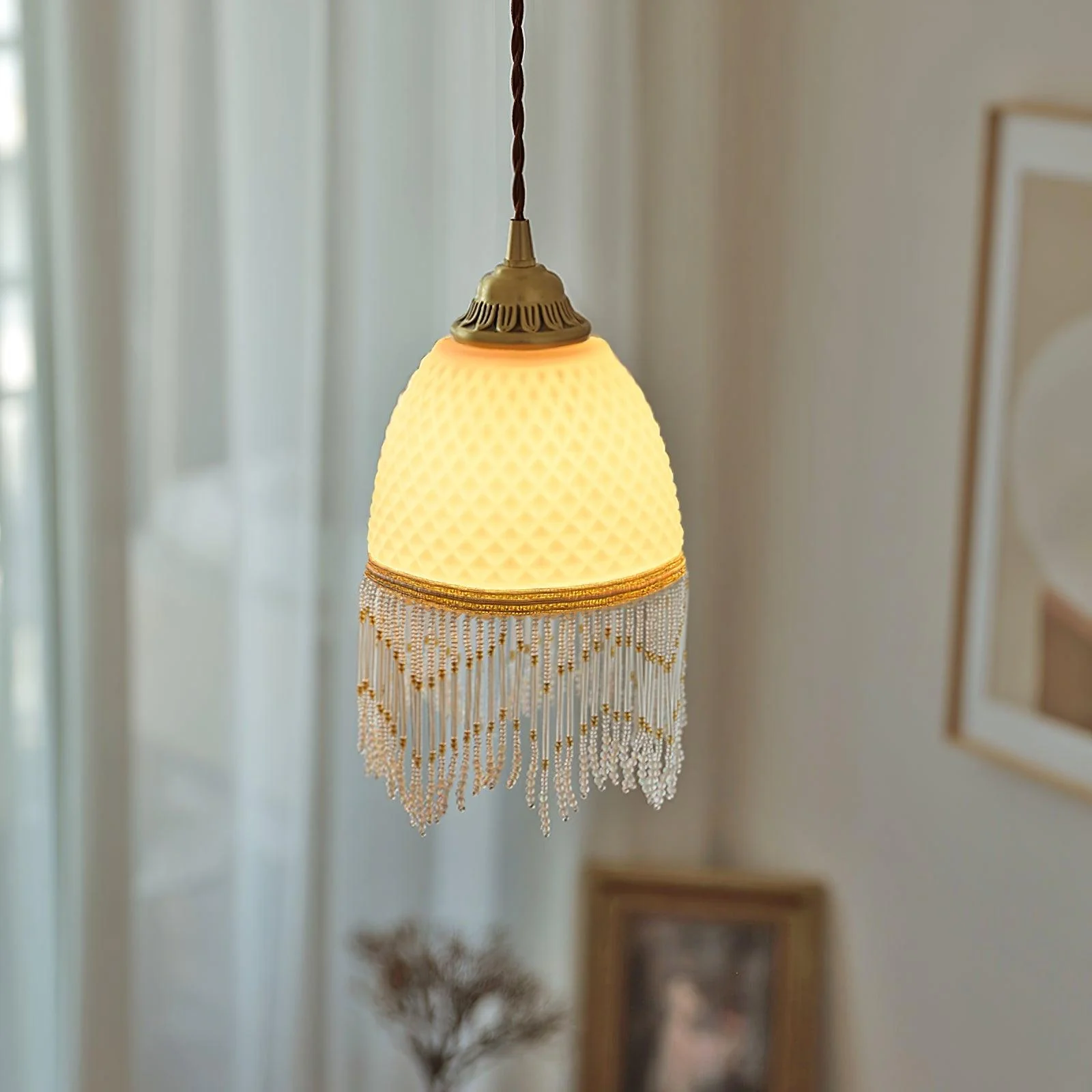 Mesh Tassel Glass Pendant Light - Image 10