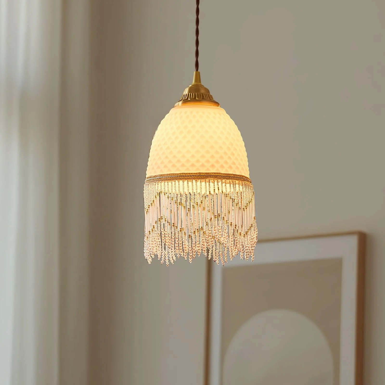 Mesh Tassel Glass Pendant Light - Image 4