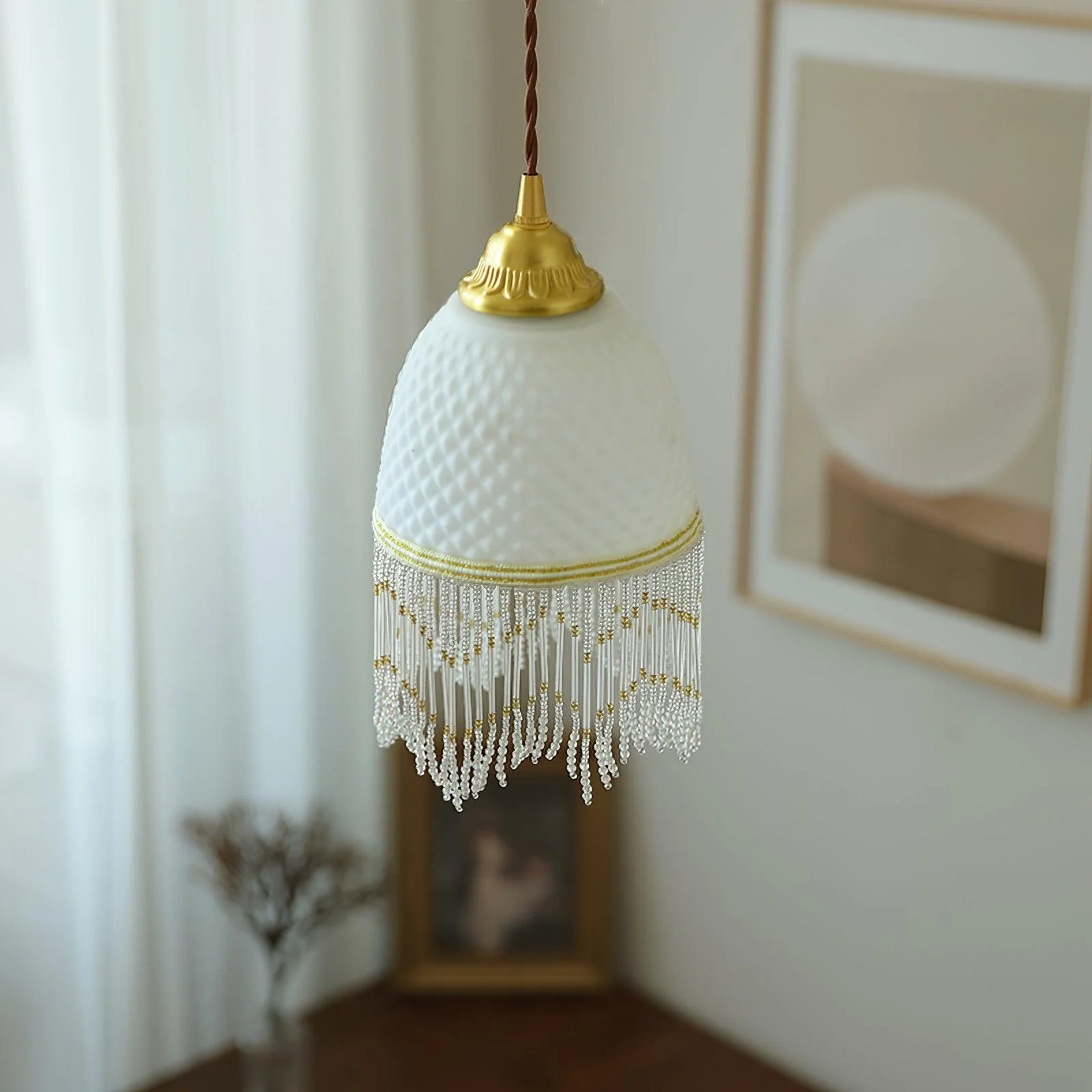Mesh Tassel Glass Pendant Light - Image 8
