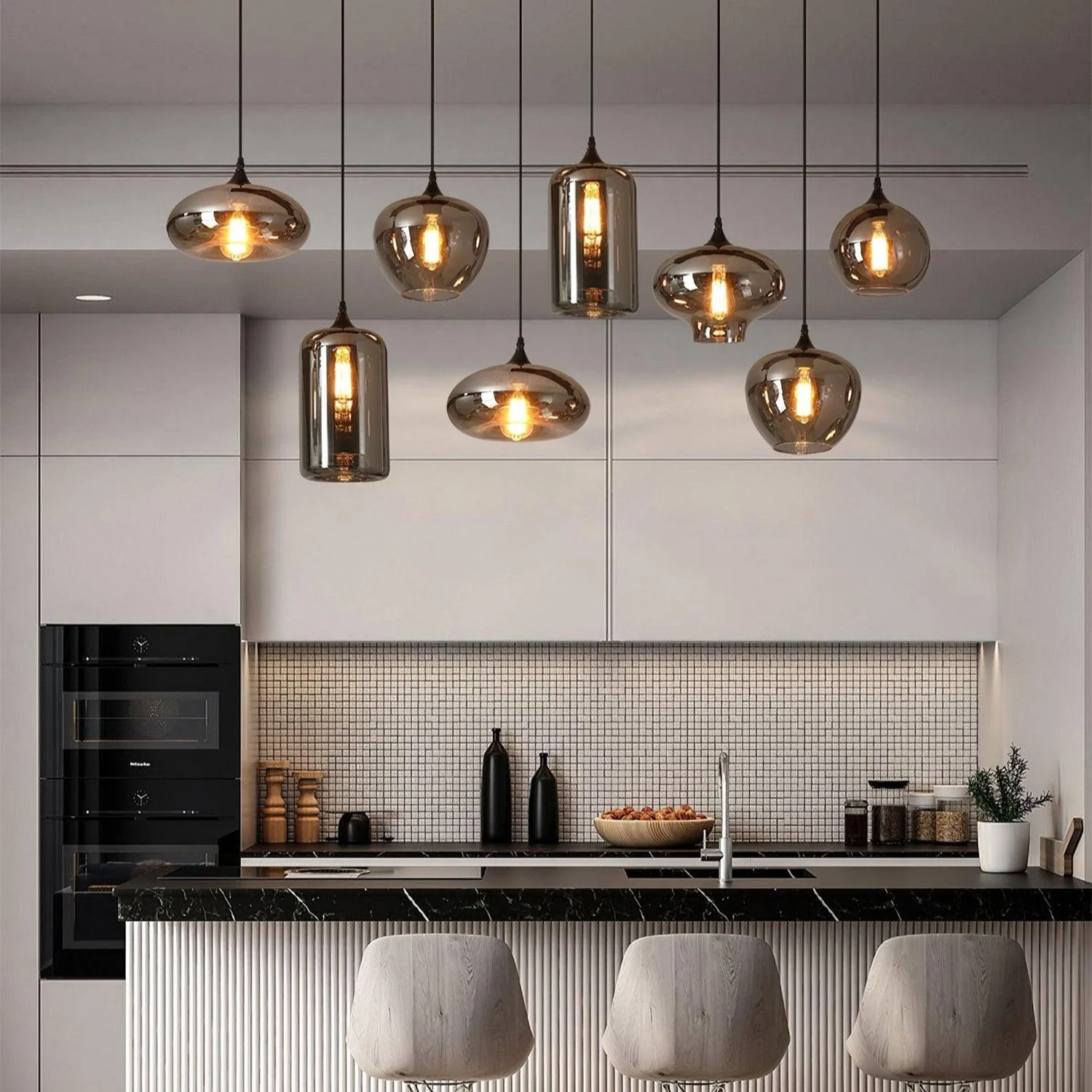 Mirelia Glass Industrial Pendant Light - Image 12