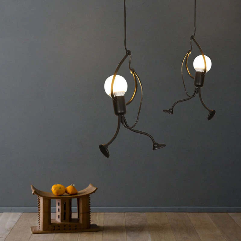 Miro Retro Modern Iron Man Pendant Light, Black - Image 10