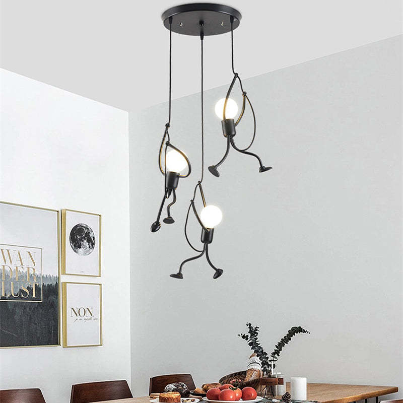 Miro Retro Modern Iron Man Pendant Light, Black - Image 12