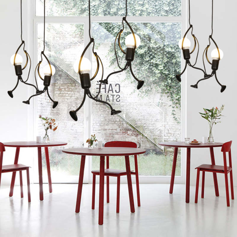 Miro Retro Modern Iron Man Pendant Light, Black - Image 13
