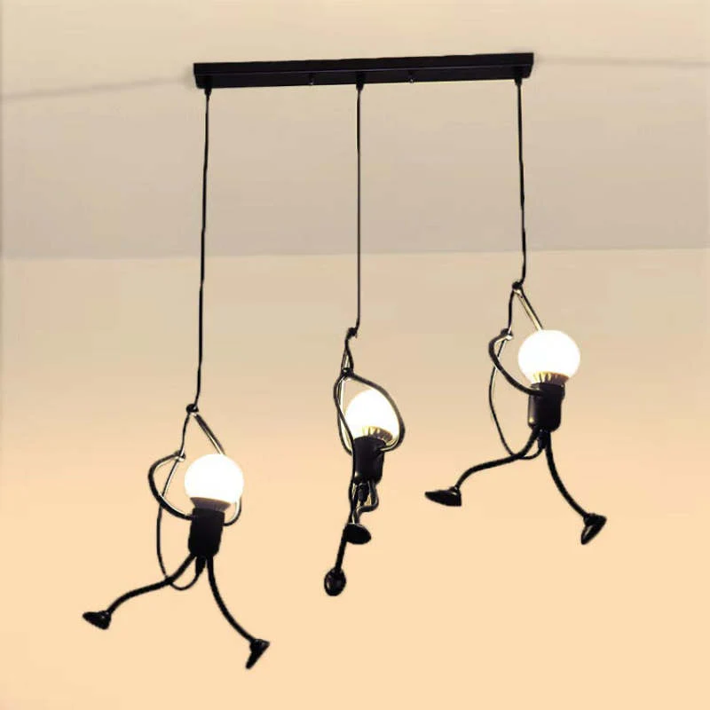 Miro Retro Modern Iron Man Pendant Light, Black - Image 14