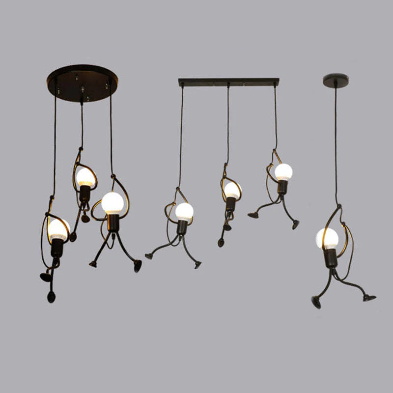 Miro Retro Modern Iron Man Pendant Light, Black - Image 16