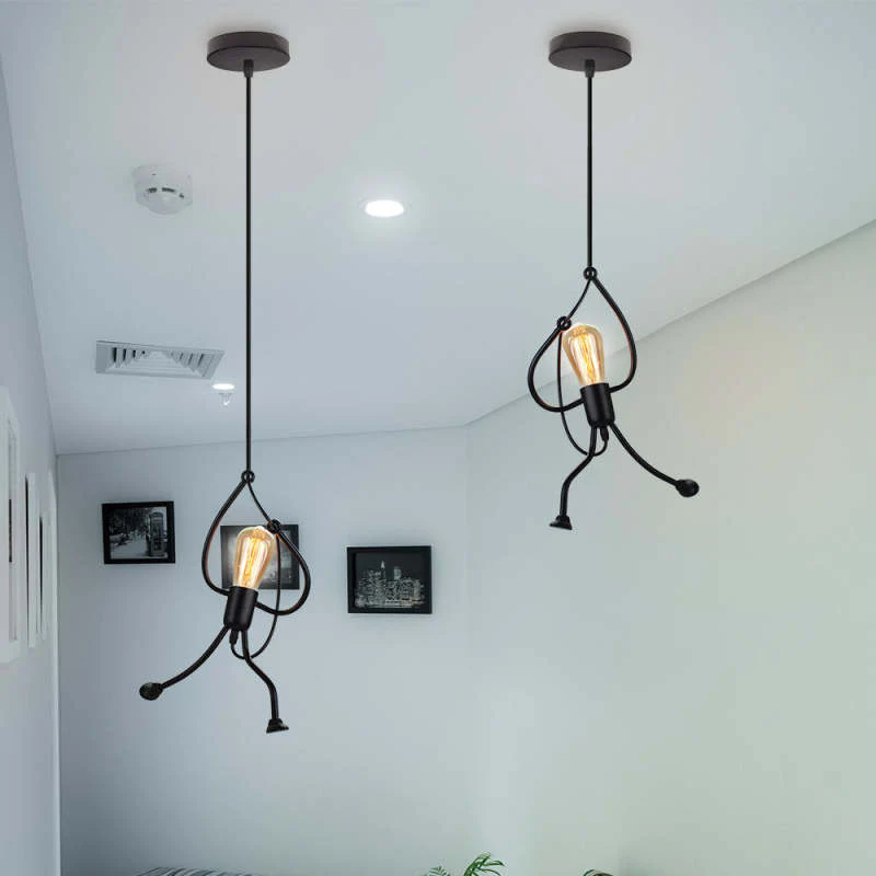 Miro Retro Modern Iron Man Pendant Light, Black - Image 17