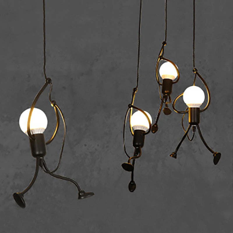Miro Retro Modern Iron Man Pendant Light, Black - Image 5
