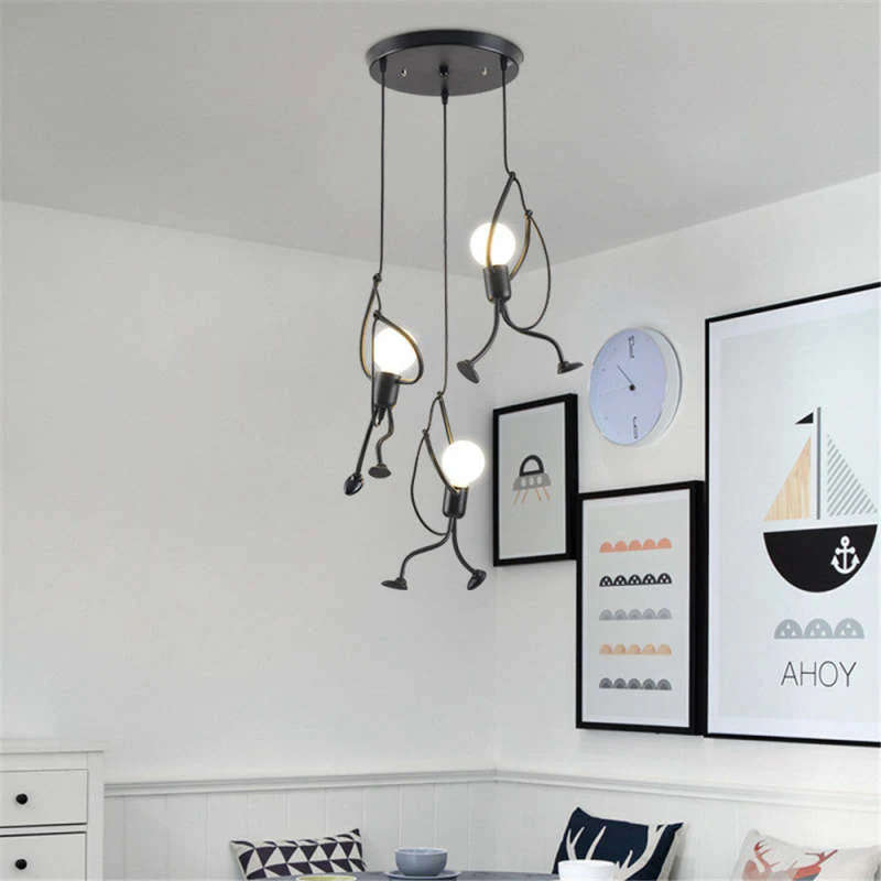 Miro Retro Modern Iron Man Pendant Light, Black - Image 7