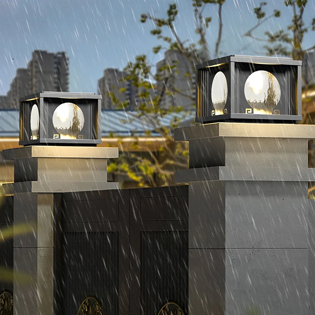 Mnica Square Round LED Outdoor Fence Post Lamp - Image 2