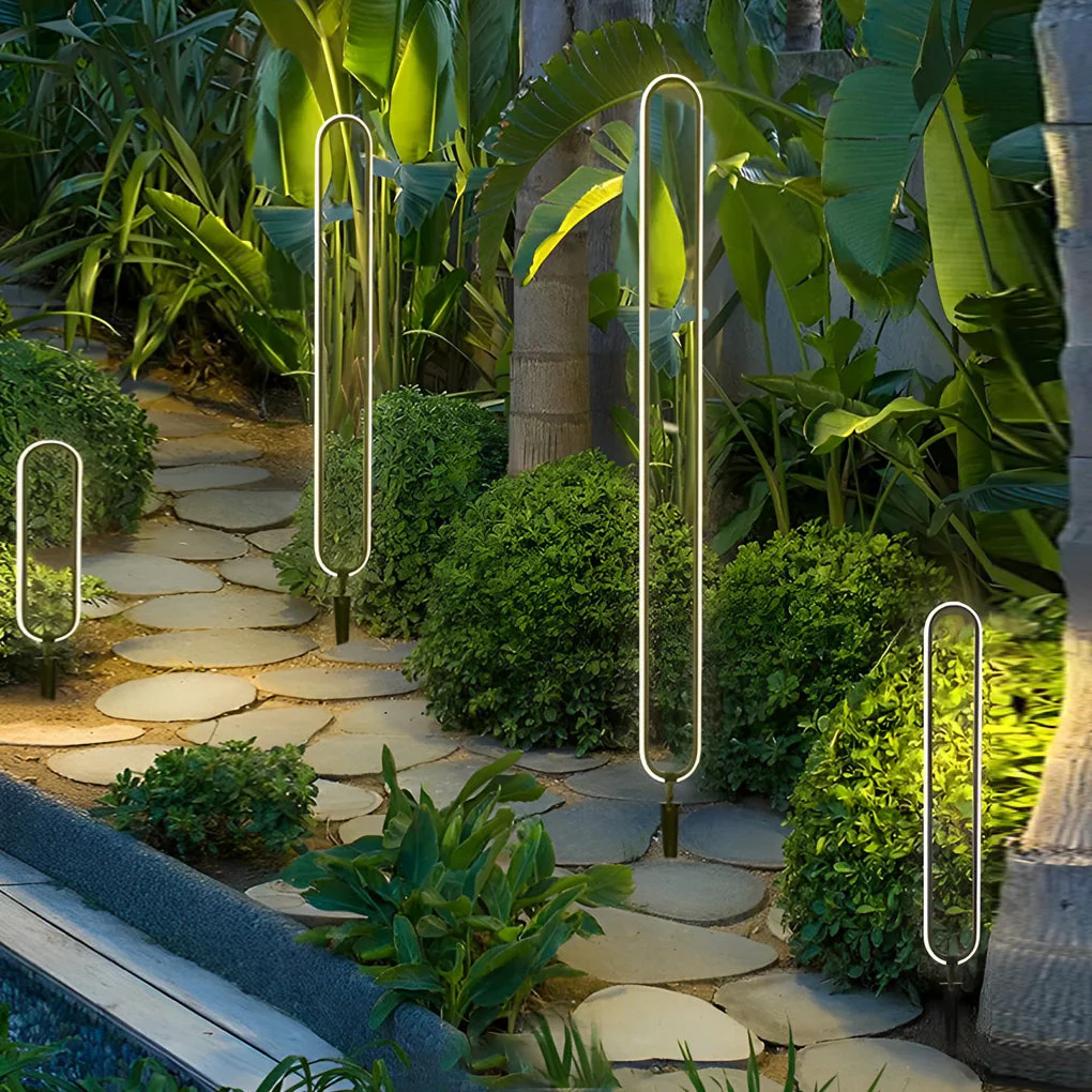 Modern Long Linear LED Solar Pathway Lights in Black , Waterproof - Image 6